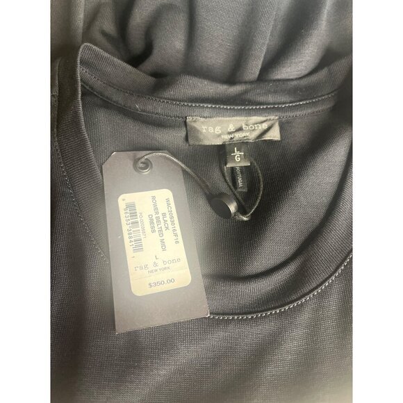 Rag & Bone Rower Belted Midi Dress NEW with Tags Black Color Size Large Ladies - Picture 8 of 13